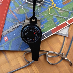 Outdoor Survival Multifunctional Three-In-One Whistle Life-Saving Whistle with Compass Thermometer Factory Direct Sale