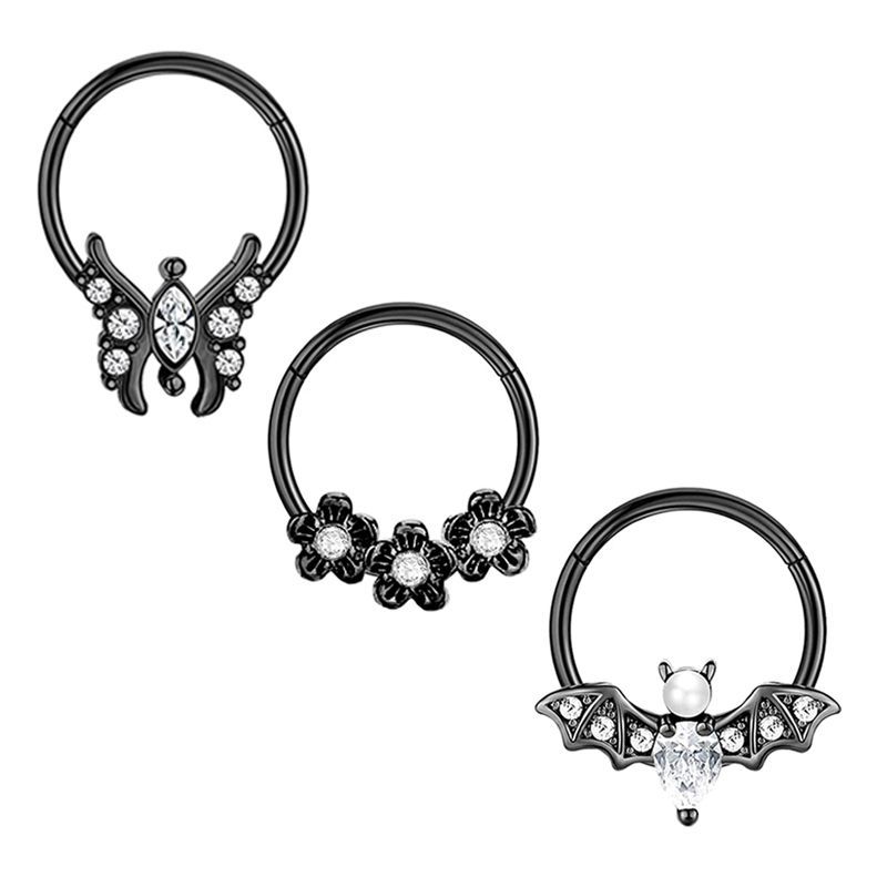Star Flower Nose Clip Set 3 Pieces Stainless Steel Plated Nose Ring Nose Stud Piercing Jewelry detail image 9