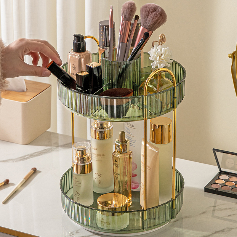 Light Luxury Rotating Beauty Makeup Storage Box Bathroom Desk Perfume Skincare Brush Vanity Organizer 3451