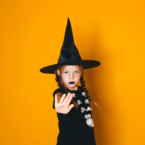 Halloween children's hat, black polyester taffeta witch hat, Harry Potter witch hat, makeup costume props