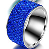 Ring stainless steel, accessory, European style, 12mm, diamond encrusted, wholesale