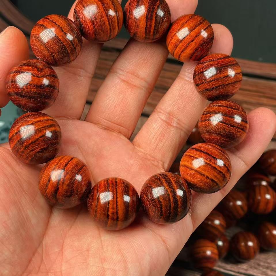海南黄花梨油梨，高密度2.0水波纹文玩手串佛珠，海口发货放心购