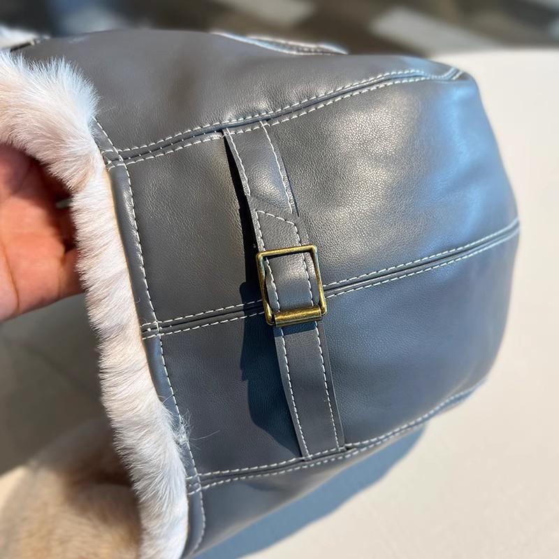 Pilot Hat Women's Warm Pu Leather Plush Ear Protection Skiing Cap_voghion.com