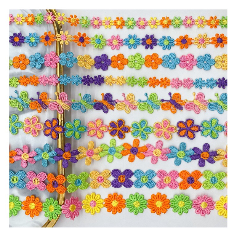 Accesorios de vestir ropa de encaje de color accesorios de ropa para niños DIY código de barras bordado de la computadora ventas directas de fábrica