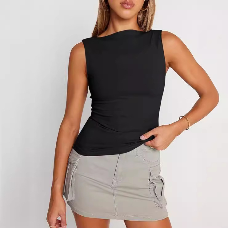 Cross-border European And American Women's Pullover Strapless Sleeveless Sexy Outerwear Square-neck Vest Top For Women_ecoleips.com