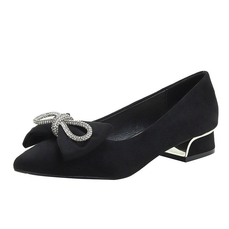 프렌치 스타일 여성용 하이힐, 두꺼운 굽, 2026년 가을 신상, 뾰족한 앞코, 블랙 플랫 슈즈, 부드러운 가죽, 정장용/직장용 신발