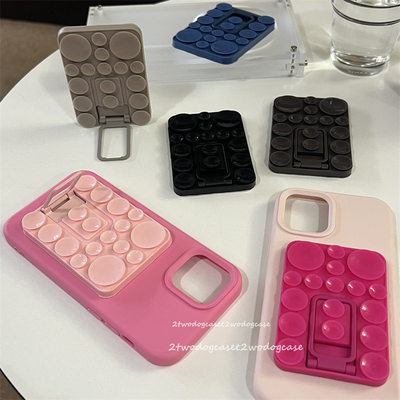 Adhesive Silicone Suction Cup Wall Mount Desktop Holder for Selfie Live Streaming Anti-Slip Mat Foldable Phone Stand Universal