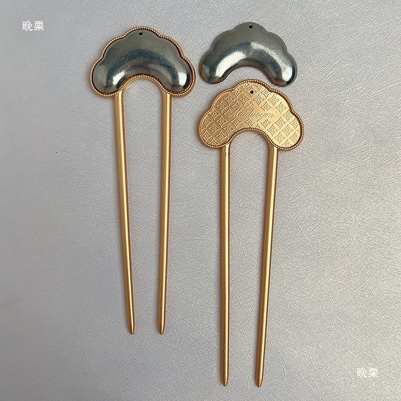 手工diy发簪宋锦贴布艺底胎小众手作发饰空托U型发钗复古盘发簪子|undefined