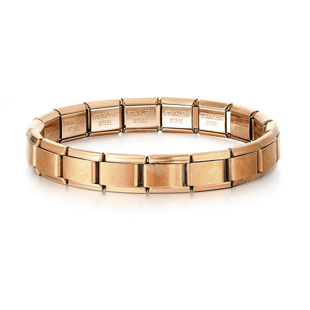Italian module bracelet, elastic stitching titanium charm strap, multi-color stainless finish