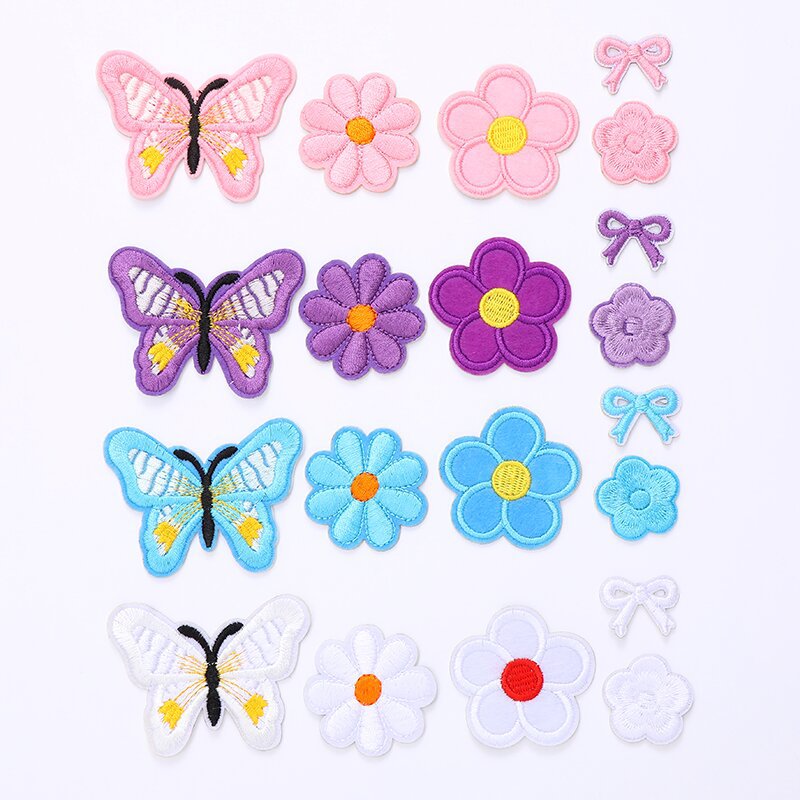 Cross-border Hot Bow 5-piece Self-adhesive Embroidered Cloth Stickers Seam-free Hot Stickers DIY Decorations Embroidered Patch Stickers