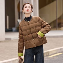 新中式国风盘扣羽绒服2025冬季新款设计款拼接圆领时尚外套RX9313