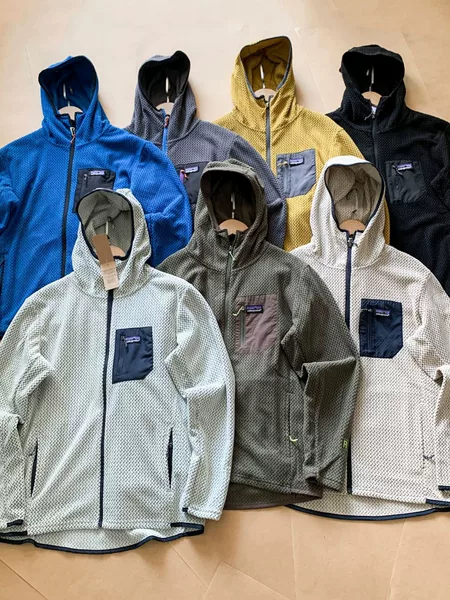 Pata R1 wave pattern outdoor zippered hooded fleece thermal breathable sweatshirt cardigan jacket for couples
