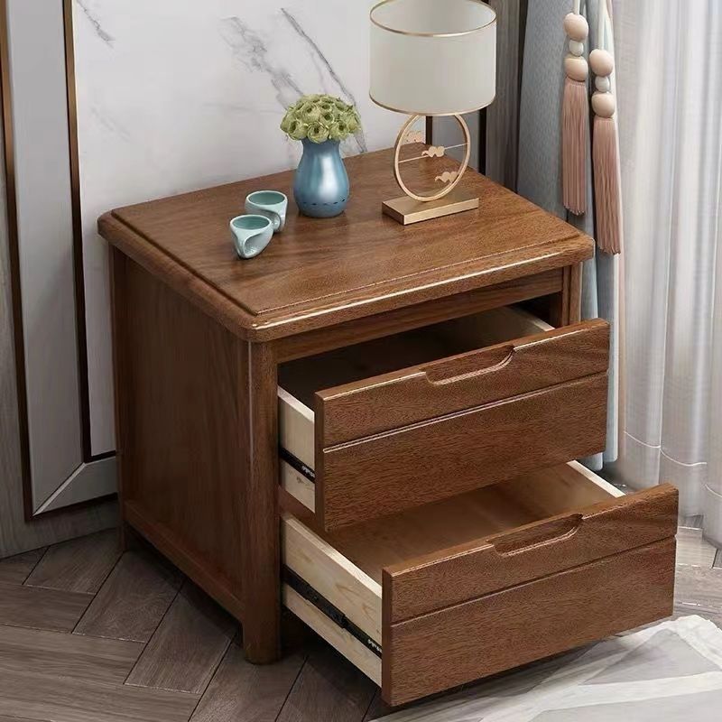 Walnut New Chinese Style Storage Cabinet Solid Wood Bedside Table Mini 40 Simple Modern Bedroom Bedside Storage Cabinet Fully Equipped
