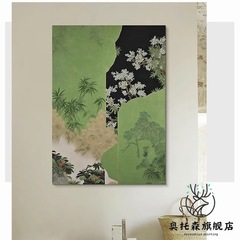 現代の中古風装飾画客間の抽象的な植物の写意の壁画の小さい大衆の玄関の中国式の春の意があふれています。