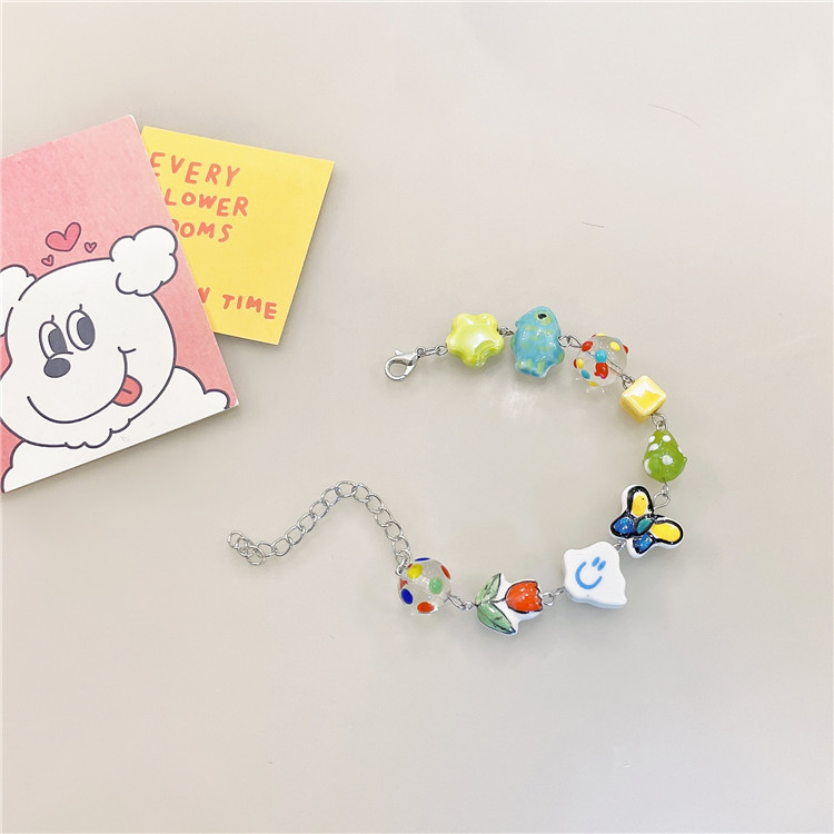 Sweet Star Flower Butterfly Imitation Pearl Alloy Glass Womenu0027S Bracelets 1 Piece