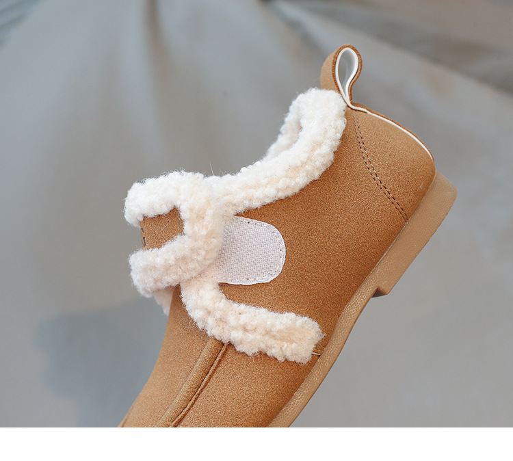 Scarpe per bambini in cotone 2024 in pelle scamosciata con suola morbida per ragazzi e ragazze, scarpe calde versatili per bambini in lana d'agnello_voghion.com