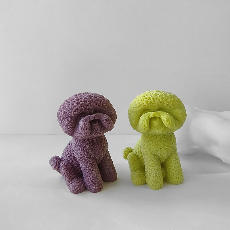Jiahuimei tridimensional cachorro aromaterapia vela molde de silicona DIY perro de peluche vela decoración hecha a mano jabón molde de yeso