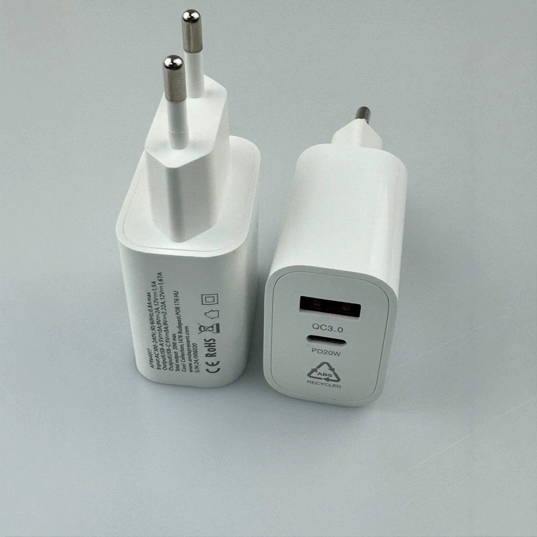 QC3.0 быстрое зарядное устройство, европейская вилка PD20W, двойной порт 3A+PD, американский и европейский стандарты быстрой зарядки