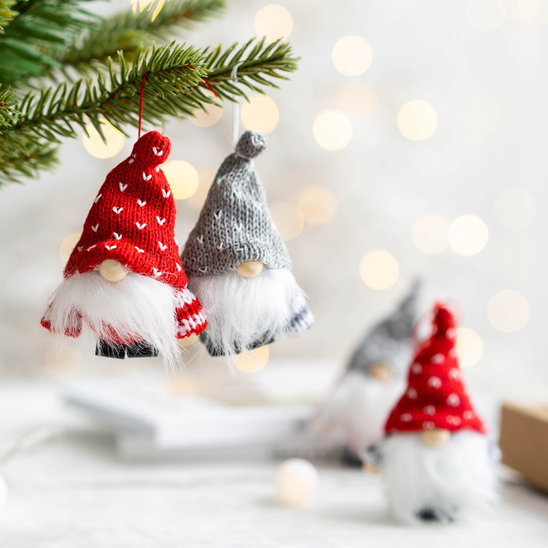 サンタクロースストラップウールフェルト老人装飾クリスマスエルフストラップ顔なし老人ストラップクリスマスツリー装飾|undefined