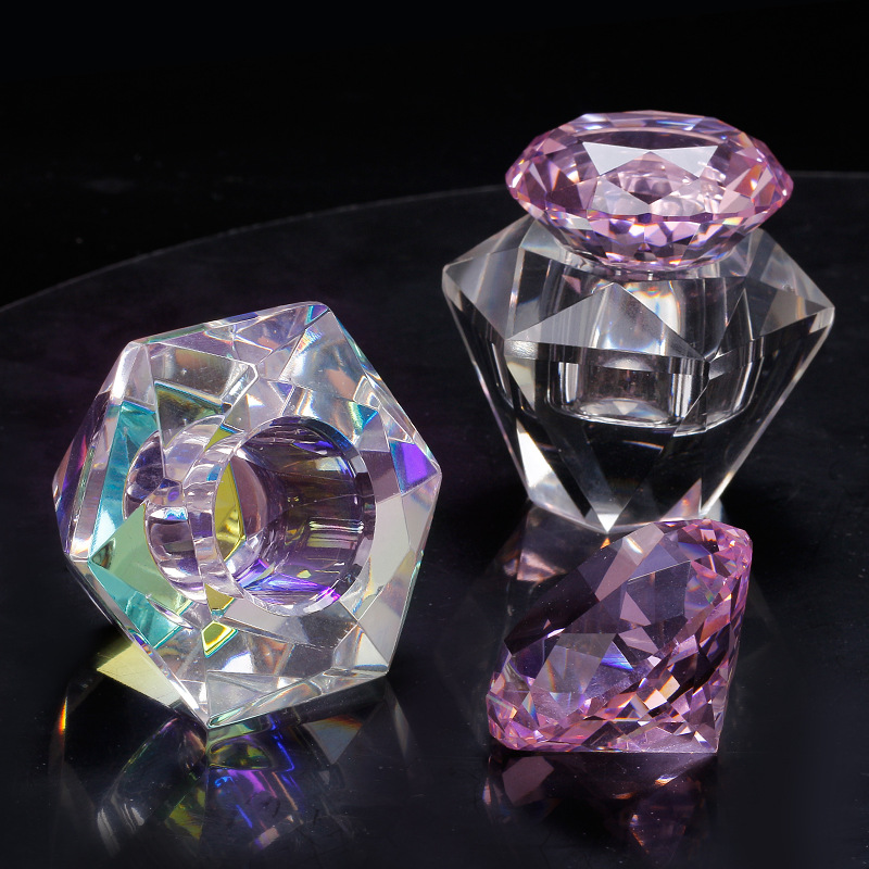 De gama alta de tipo de diamante de uñas Copa de Cristal exquisita de alta permeabilidad de Cristal Mágico líquido celebración pluma de lavado de la Taza de almacenamiento de la joyería