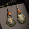 H2329-1 green bead earrings
