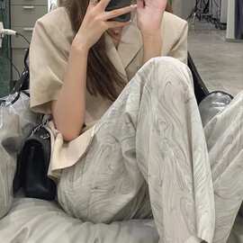 扎染裤子女夏季新款薄款凉凉垂感慵懒抖抖裤ins潮高街阔腿拖地裤