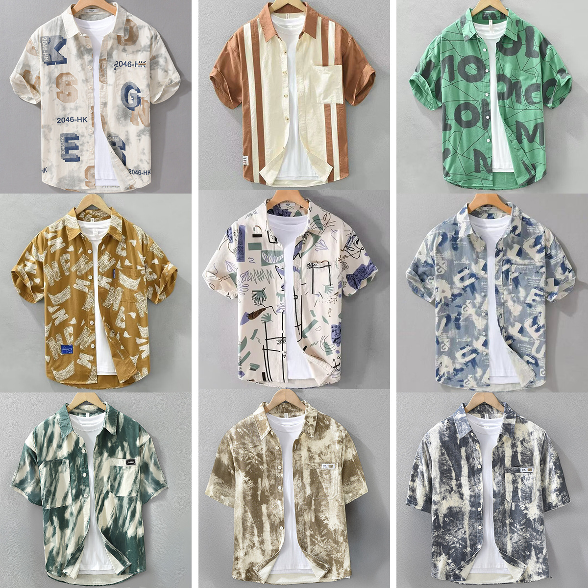 Summer Japanese Tie-Dye Printed Short-Sleeve Shirt Men's Trendy Artistic Loose Casual High-End Men's Jacket