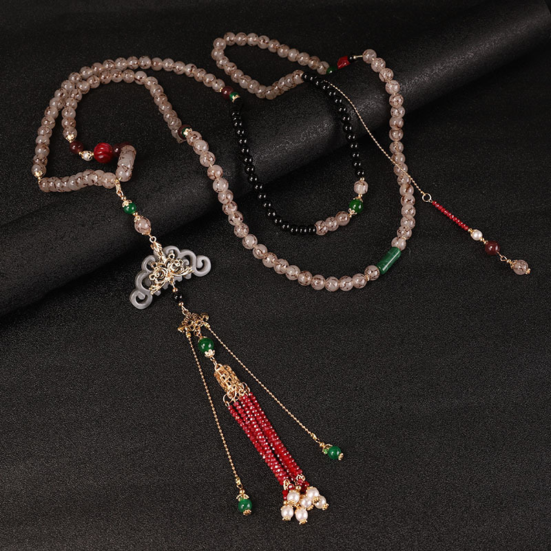 Factory Wholesale New Chinese Style Long Antique Style Crossbody Chain Multi-Purpose Back Chain Clavicle Necklace National Style Cheongsam Hanfu