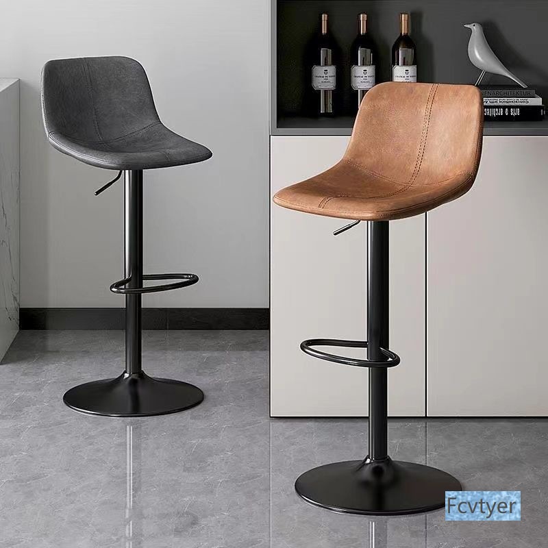 Metal Bar Stool for Commercial Use, High-Legged Island Stool, Light Luxury Stool, Swivel Chair, Home Adjustable Cashier Chair