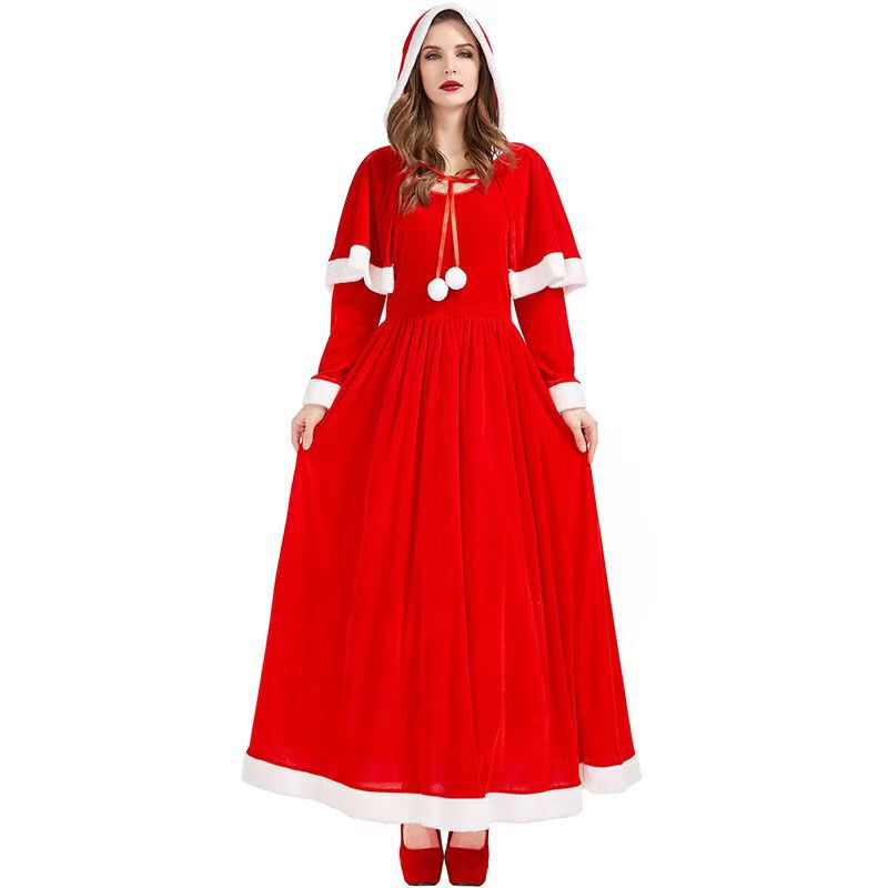 Warm Christmas Shawl Dress Christmas Eve Christmas Party Dress Stage Performance Clothing Cross-Border Goods Warm Christmas Shawl Dress Christmas Eve Christmas Party Dress Stage Performance Clothing Cross-Border Goods