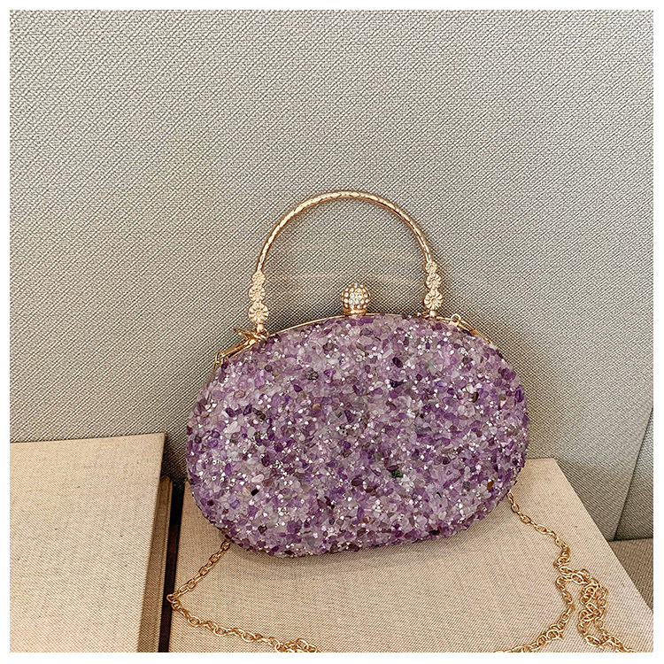 Bolsa de cena de diamantes transfronterizos mayorista de damas bolsa de cena de diamantes oval bolsa de fiesta de lujo bolsa de mano boda