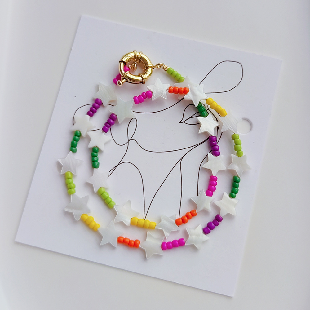 Women'S Gender Sweet Star Mixed Materials Beaded Knitting Women's Necklace
