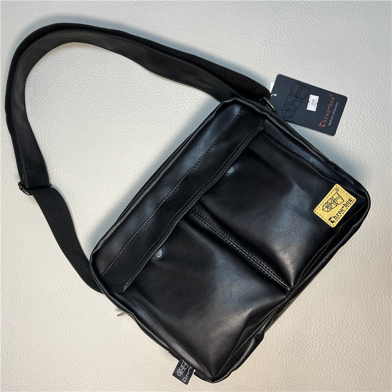 Men's Messenger Bag Casual Messenger Bag Trendy Men's Single Shoulder Flat Motorcycle Bag Outdoor Cycling Bag_voghion.com