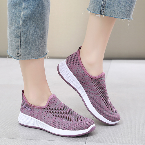 Cross-border mesh shoes for women  spring and summer new style middle-aged and elderly slip-on lazy casual shoes shallow mouth soft sole mother's shoes