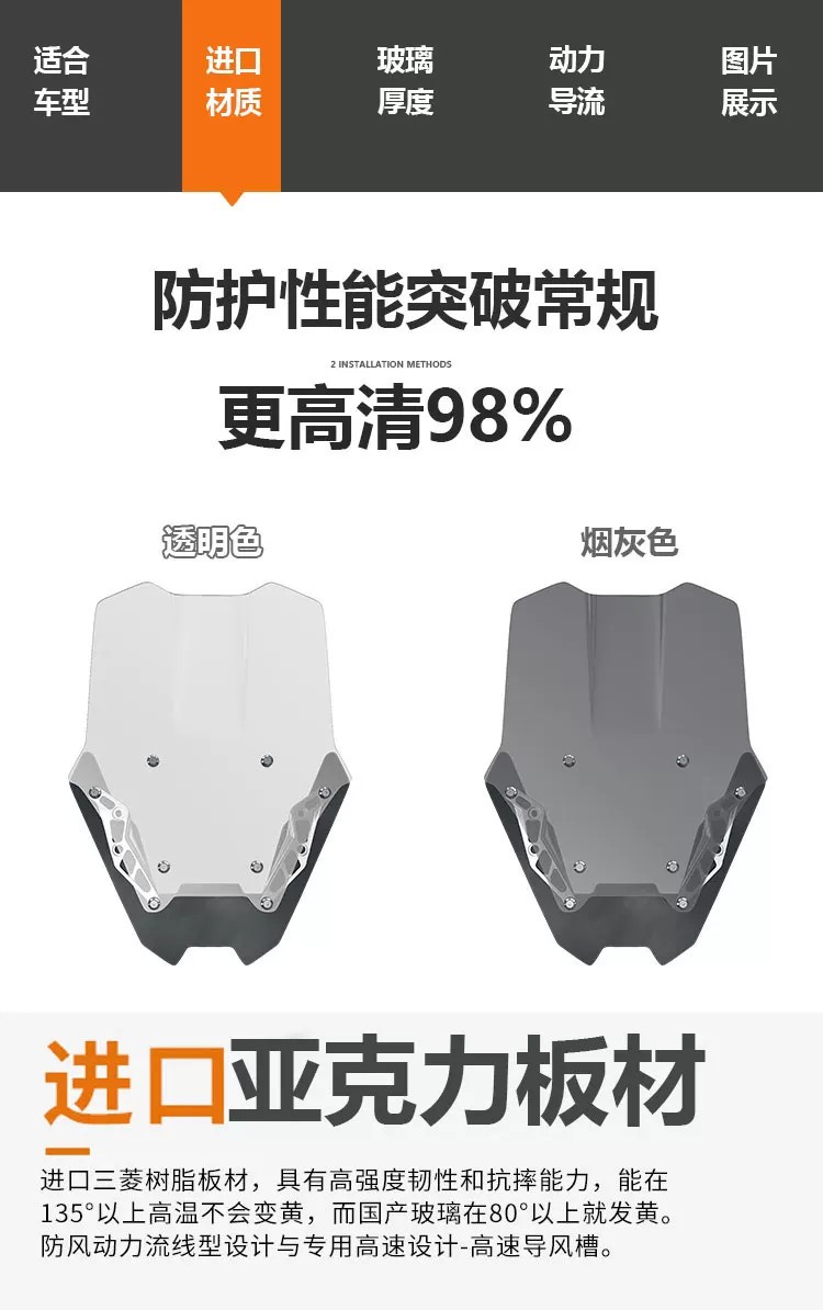 Suitable for the modification of the front windshield of the Sundiro Honda NS150XC into a thickened racing-style low windshield accessory