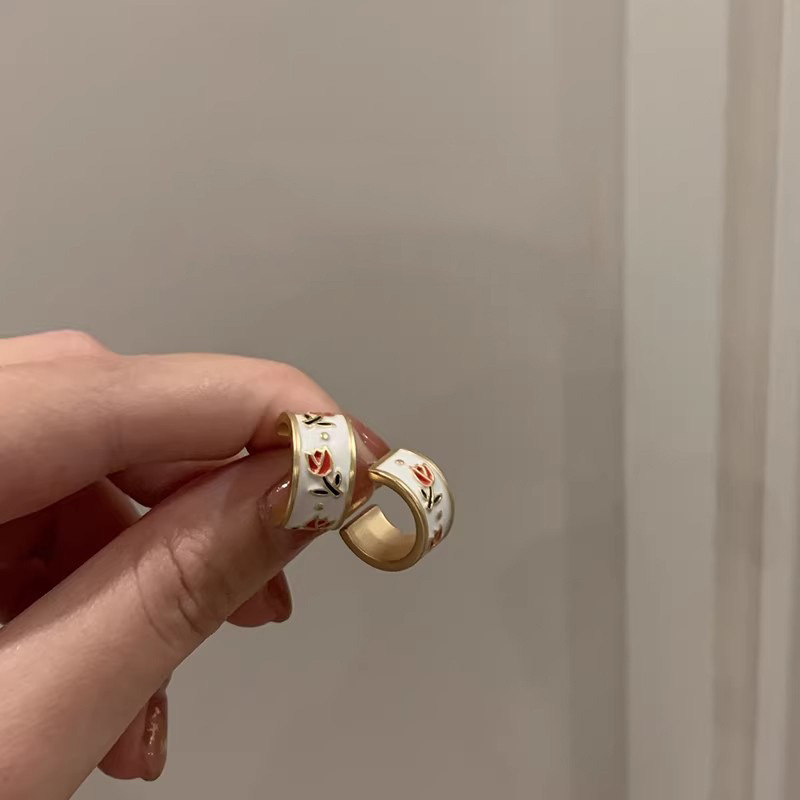 146-复古郁金香蚊香盘耳夹