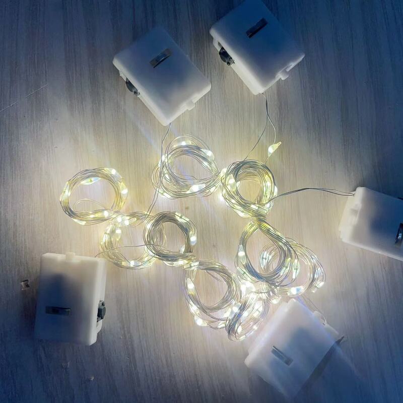 Led Small White Box Button Copper Wire String Lights for Flower and Cake Decoration, Three-Level Adjustable Holiday Lighting Led String Lights
