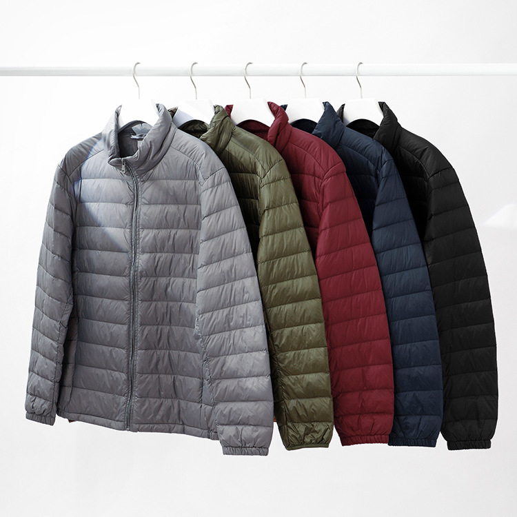 [Printable Logo] Foreign Trade Lightweight White Duck down Men's down Jacket Stand Collar Lightweight Jacket Men's Short Large Size