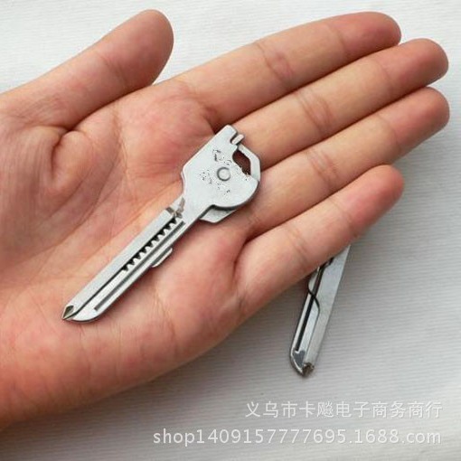户外多功能钥匙扣 多功能工具 6合一折叠迷你小刀 瑞士创意科技