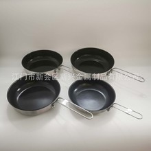 定制户外旅行便携炒菜烤肉锅煎盘折叠手柄烤盘野营炊具烤盘Frypan