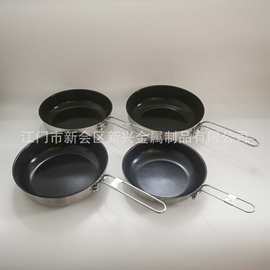 定制户外旅行便携炒菜烤肉锅煎盘折叠手柄烤盘野营炊具烤盘Frypan