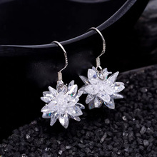 韩版新款水晶冰花耳坠独特个性气质简约小清新百搭冰晶花耳环女潮