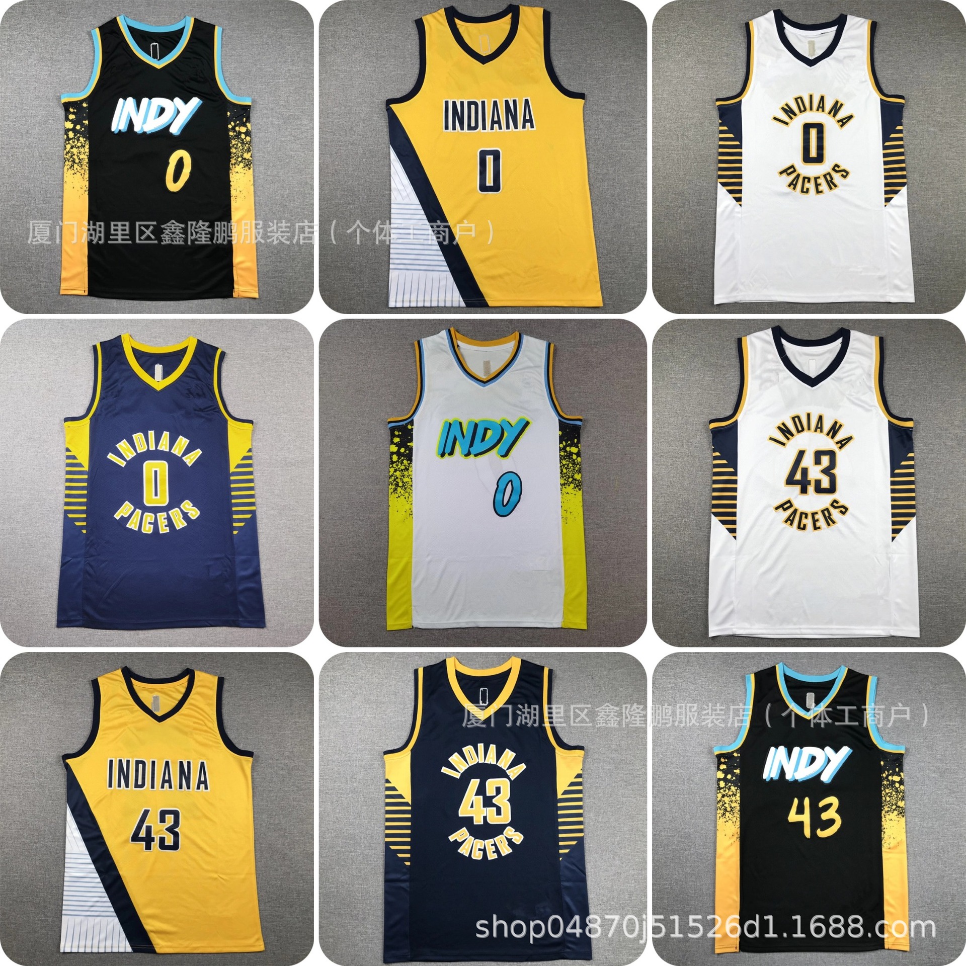 Season 24 Pacers No. 0 No. 43 Jersey Sports Vest Casual Wear Breathable Basketball Clothing Training Vest