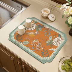 New Chinese-style kitchen countertop draining mat, clay soil water-absorbing mat, bar bowl plate handwashing mat, table mat, kitchen utensil heat insulation mat