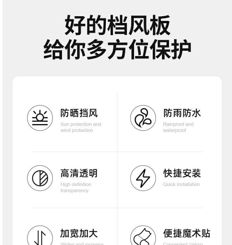 Electric car motorcycle front windshield plastic heighening and widening transparent windshield windshield cover windshield tricycle