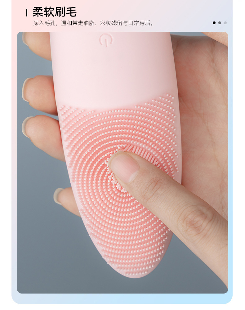 Silicone Hot Compress Facial Cleansing Device 3-in-1 Face Brush Electric Blackhead Remover Ultrasonic Skin Scraper Electric Cleansing Device
