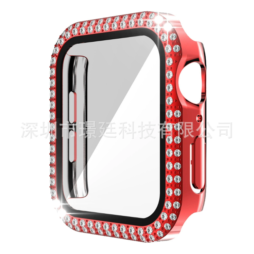 Suitable for Apple Double Diamond Frame Steel Case PC case PC case Apple Watch8/SE/7/6/5/4/32