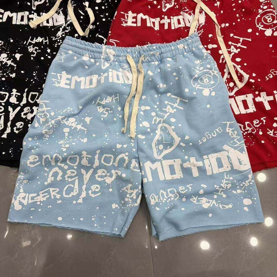 Shorts de Algodón de Verano Estilo Urbano Retro con Estampado Integral de Letras, Corte Recto y Holgado, para Hombre y Mujer