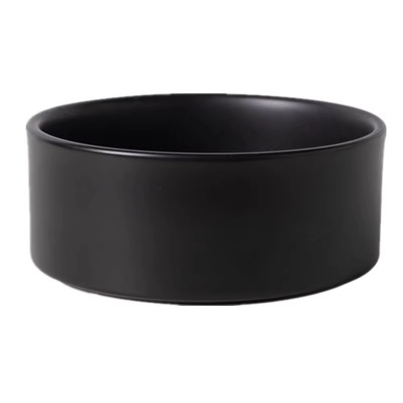 Tazón negro gato tazón de comida para gatos tazón de cerámica para mascotas tazón de arroz tazón de boca oblicua de pies altos antidetonantes protección del cuello