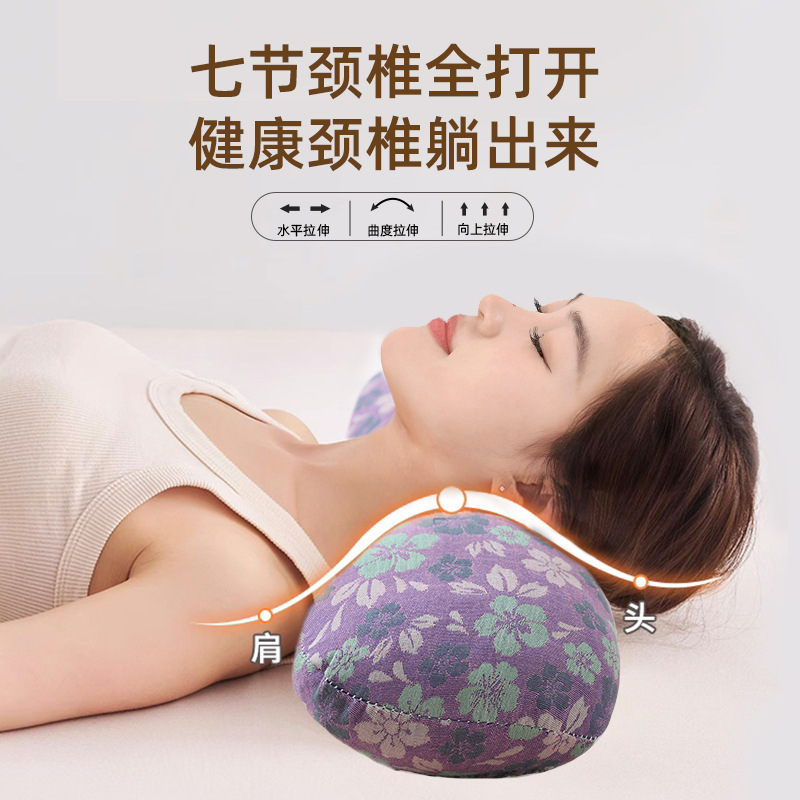 荞麦枕头全棉双层纱护颈椎睡眠枕芯成人圆柱硬枕家用牵引骨头枕|undefined